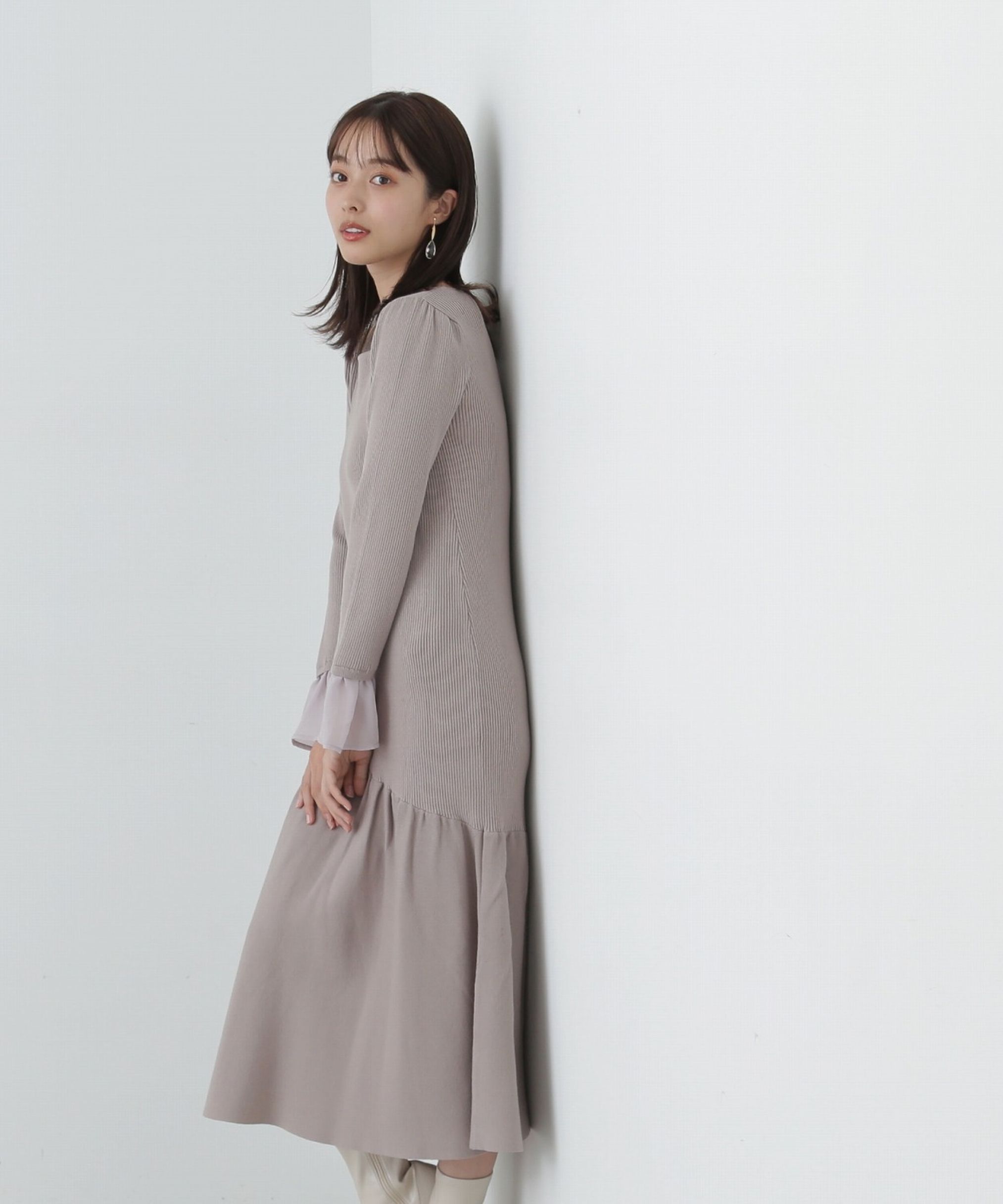 PROPORTION BODY DRESSING「マーメイドドッキングスリーブニットワンピース」|ワンピース|グレージュ