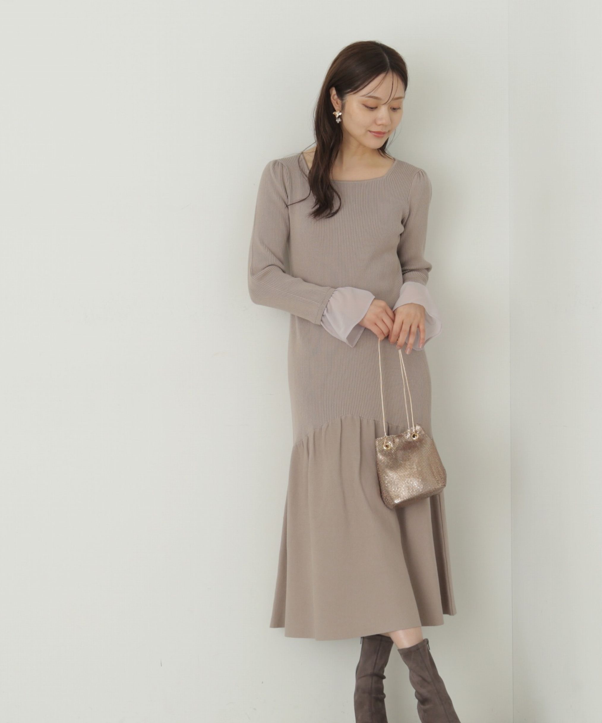 PROPORTION BODY DRESSING「マーメイドドッキングスリーブニットワンピース」|ワンピース|