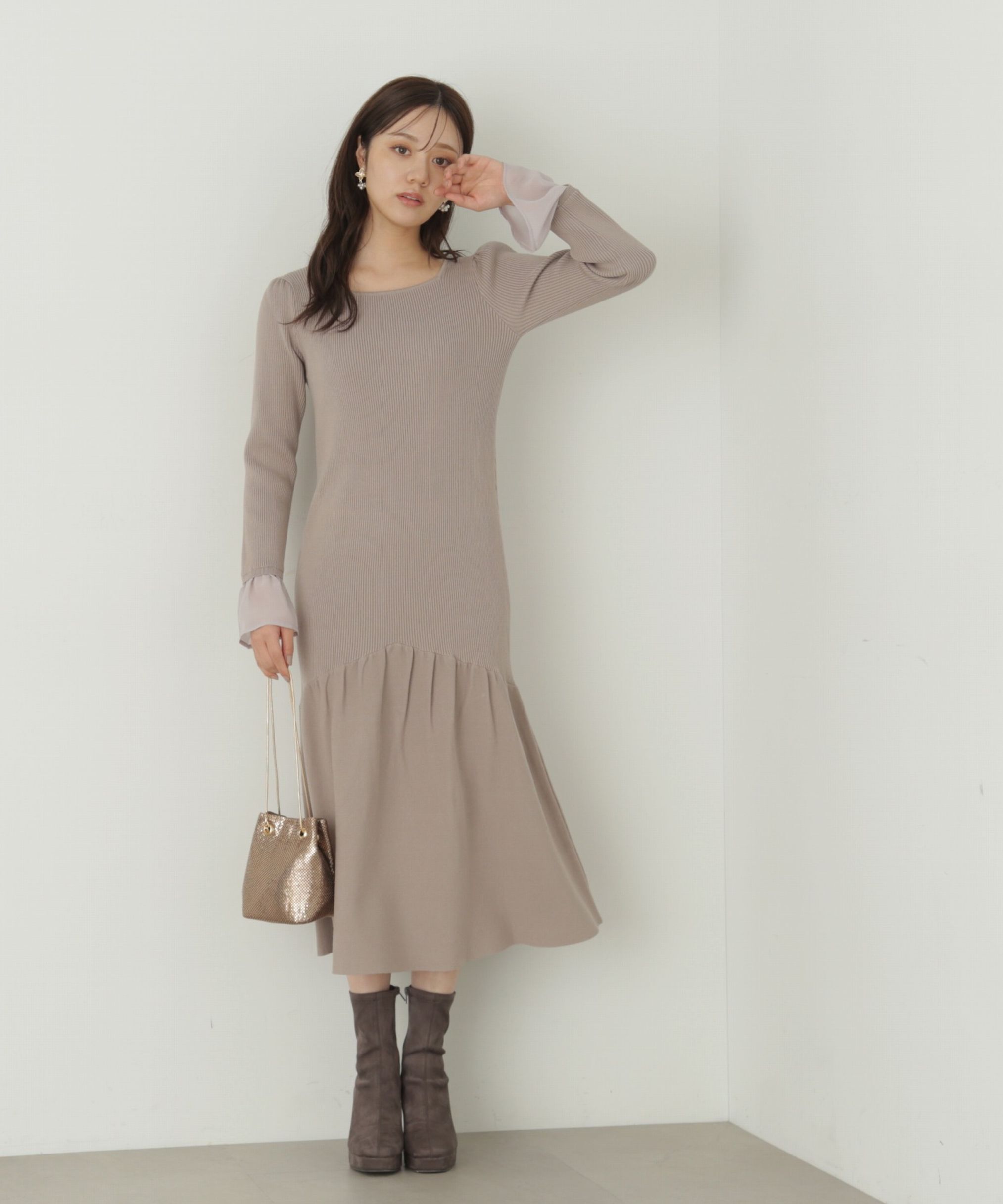 PROPORTION BODY DRESSING「マーメイドドッキングスリーブニットワンピース」|ワンピース|