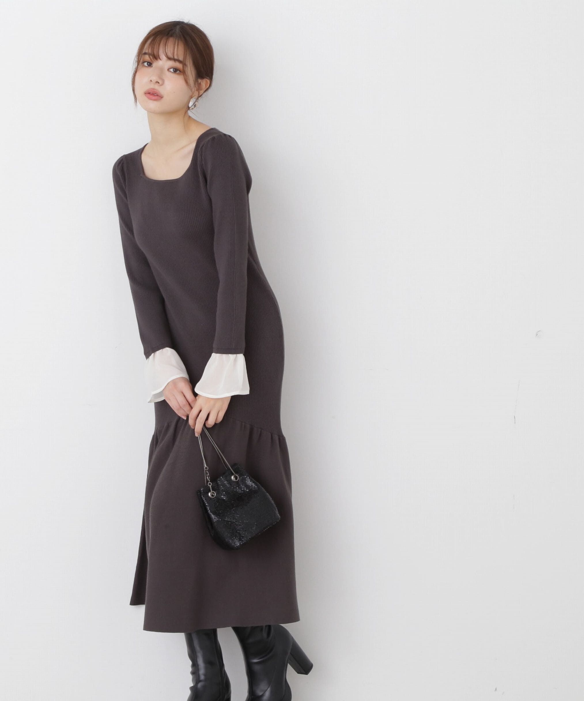 PROPORTION BODY DRESSING「マーメイドドッキングスリーブニットワンピース」|ワンピース|