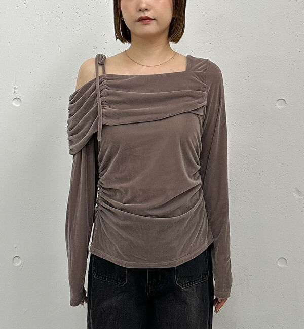 archives「シアーベロアギャザーワンショルＴＯＰＳ」|Tシャツ・カットソー|