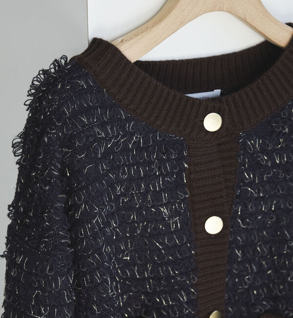 Doux archives「バイカラーループヤーンニットカーディガン」|カーディガン|