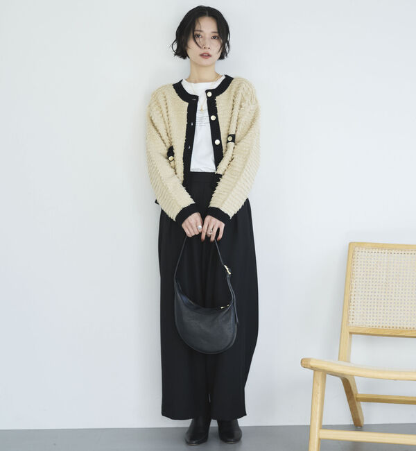 Doux archives「バイカラーループヤーンニットカーディガン」|カーディガン|