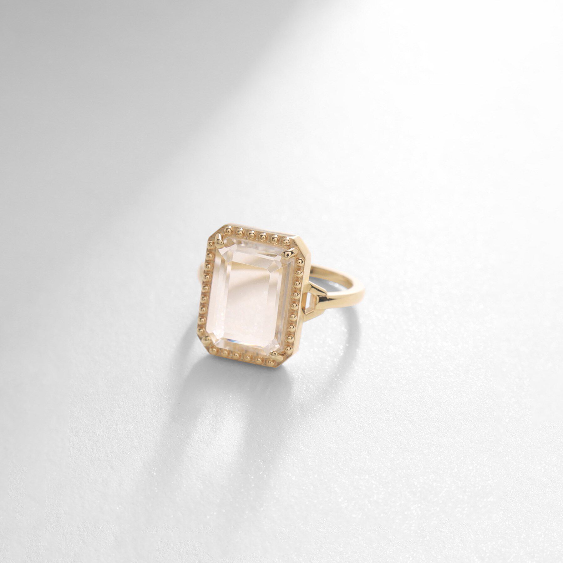 COCOSHNIK「K10クオーツ コーナードカットミル リング」|リング|イエローゴールド(1