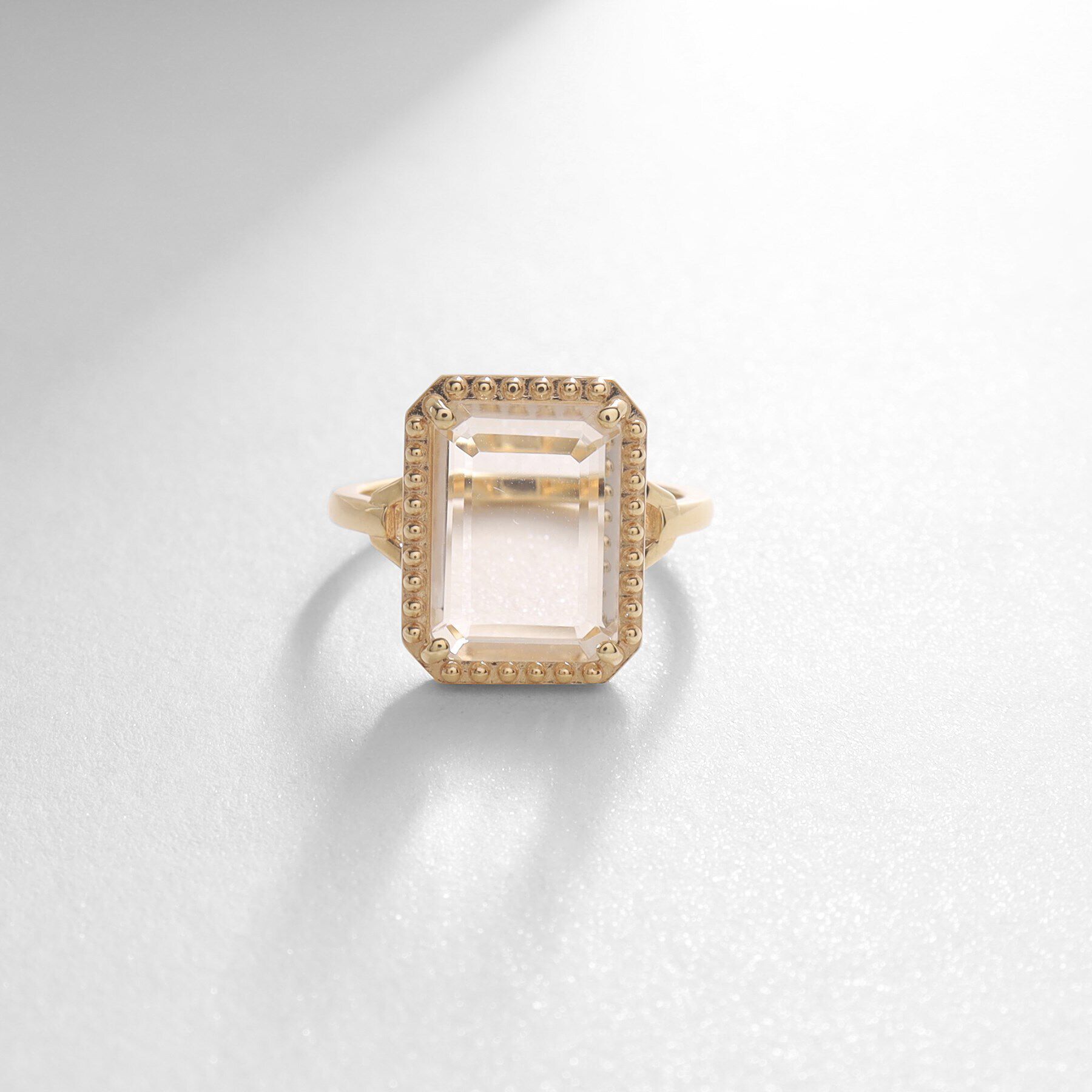 COCOSHNIK「K10クオーツ コーナードカットミル リング」|リング|