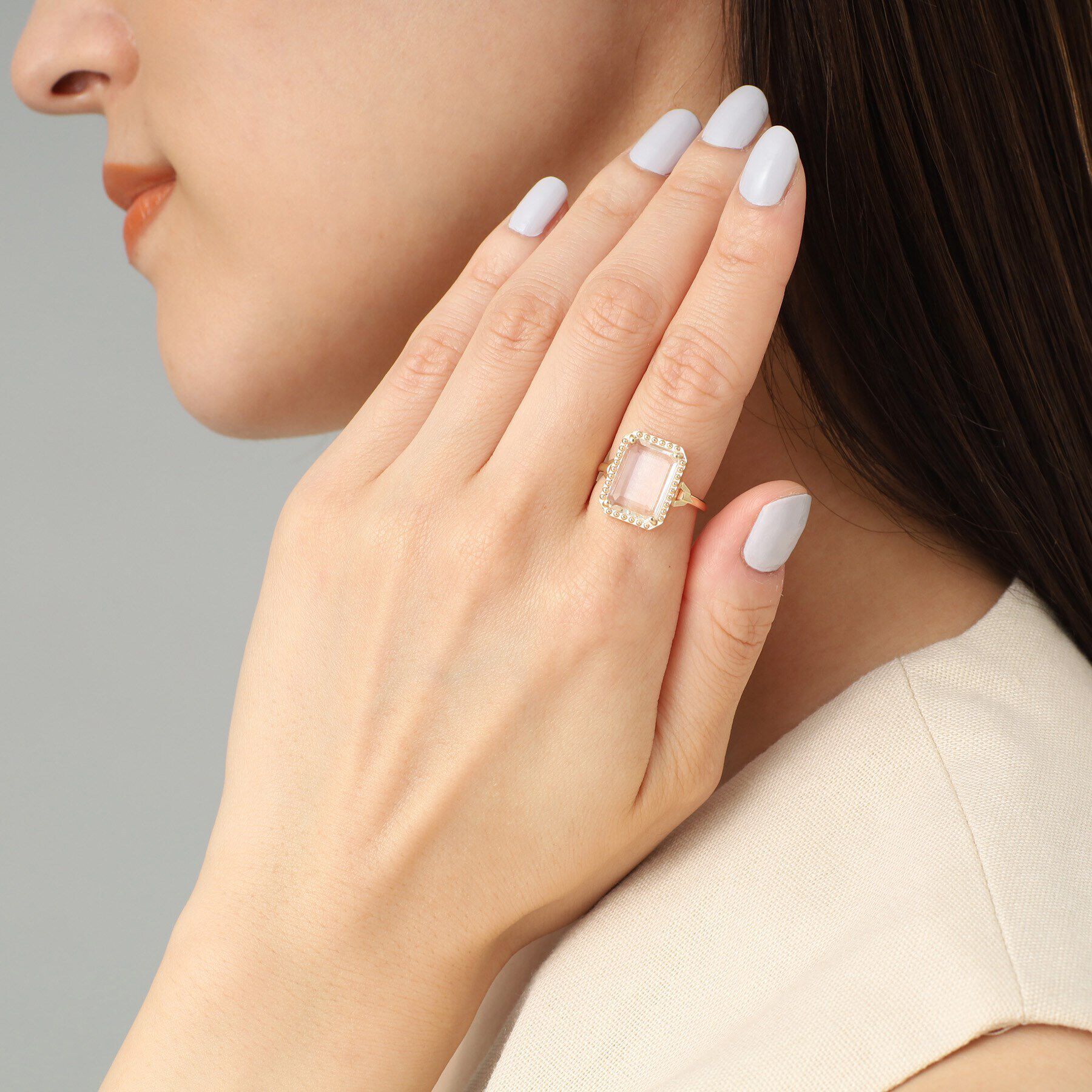 COCOSHNIK「K10クオーツ コーナードカットミル リング」|リング|