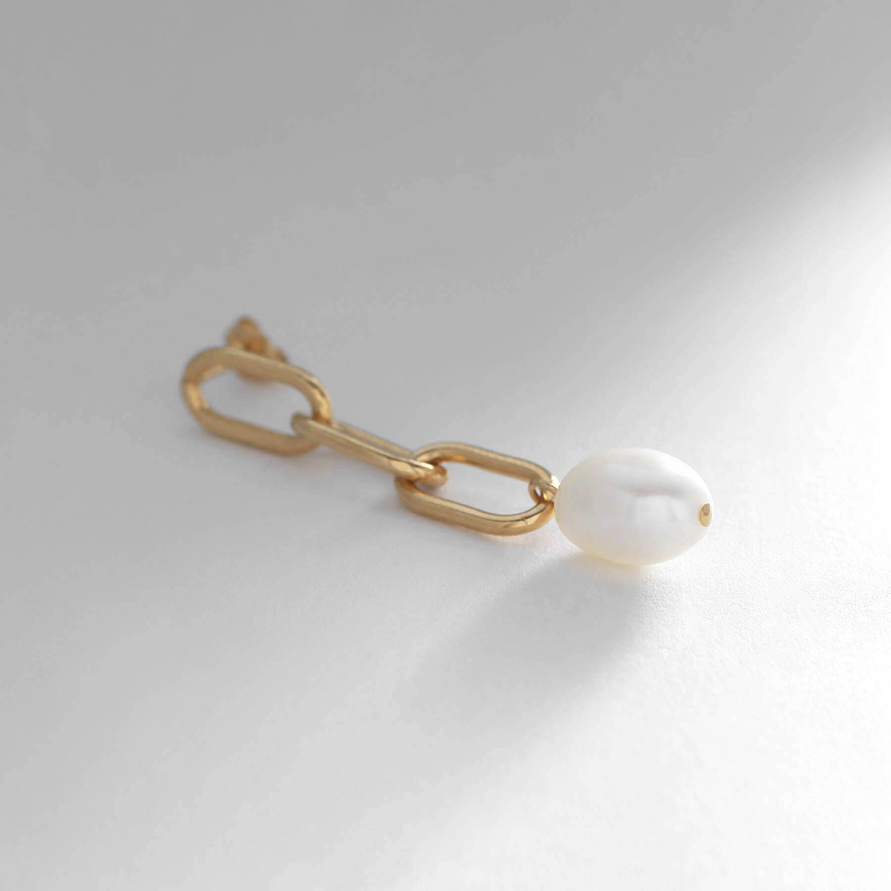 COCOSHNIK ONKITSCH「シルバー バロックパール チェーンリンク ロングピアス GP」|ピアス|