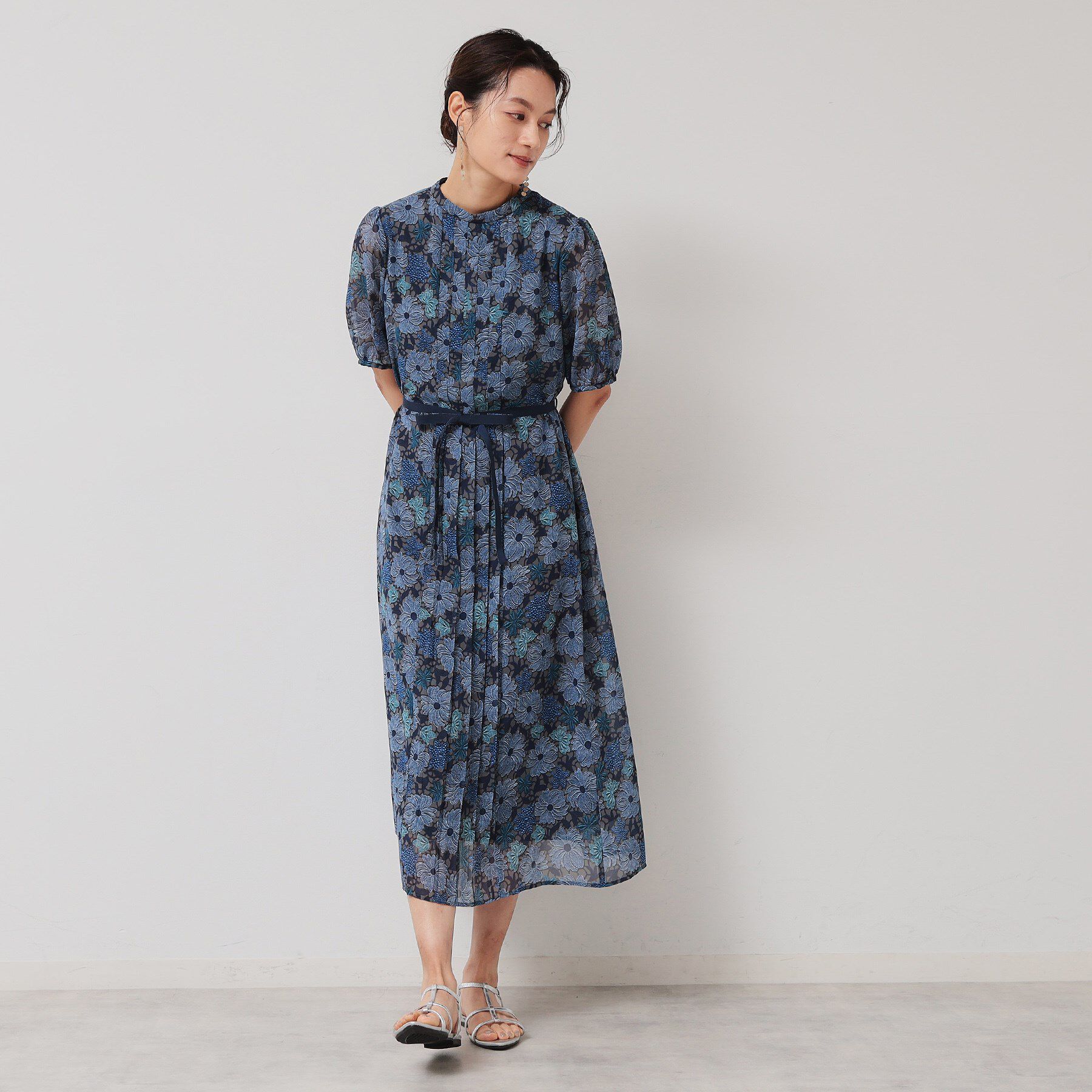 SunaUna「【完売間近／&yours project】レース柄プリーツワンピース」|ワンピース|ネイビー(194)