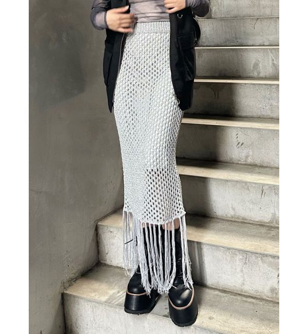 MURUA「メタリッククロシェスカート」|スカート|シルバー