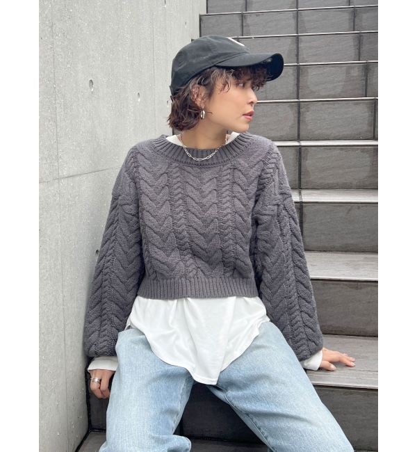 Ungrid「ショートケーブルニット」|ニット・セーター|