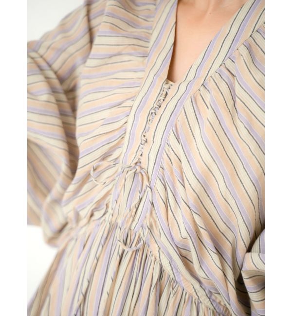 Ungrid「スリーブボリュームマルチストライプワンピース」|ワンピース|
