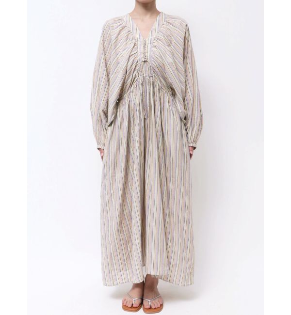 Ungrid「スリーブボリュームマルチストライプワンピース」|ワンピース|
