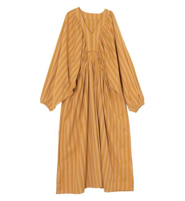 Ungrid「スリーブボリュームマルチストライプワンピース」|ワンピース|