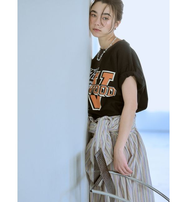 Ungrid「スリーブボリュームマルチストライプワンピース」|ワンピース|