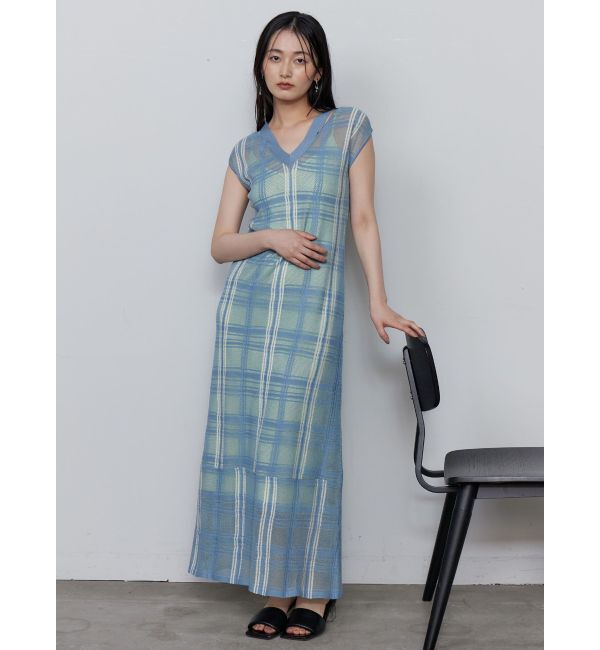 LAGUNAMOON「シアーチェックニットワンピース」|ワンピース|