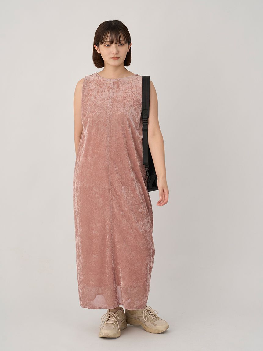 emmi atelier「メッシュベロアバックドレープワンピース」|ワンピース|