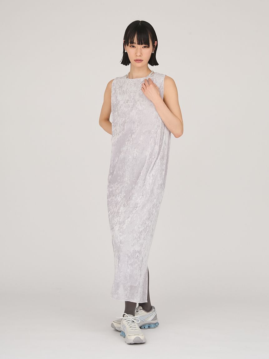 emmi atelier「メッシュベロアバックドレープワンピース」|ワンピース|