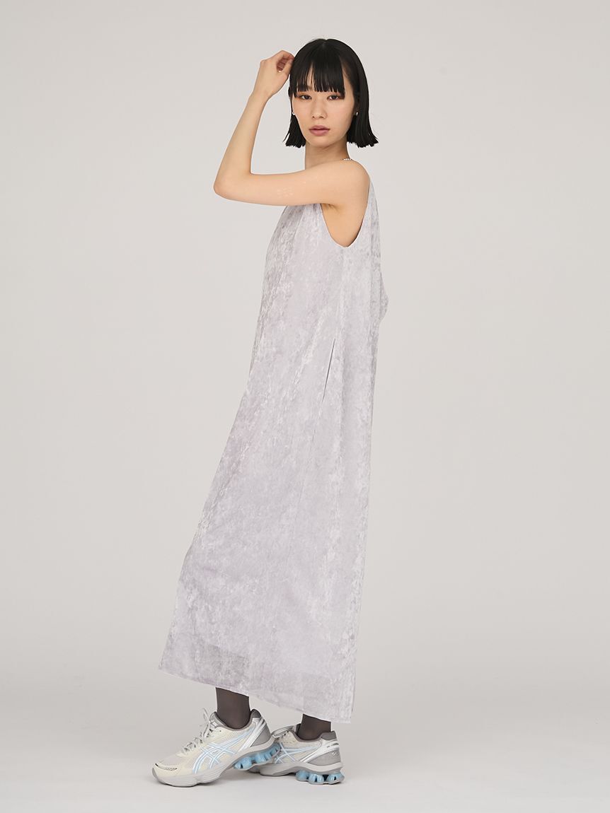 emmi atelier「メッシュベロアバックドレープワンピース」|ワンピース|