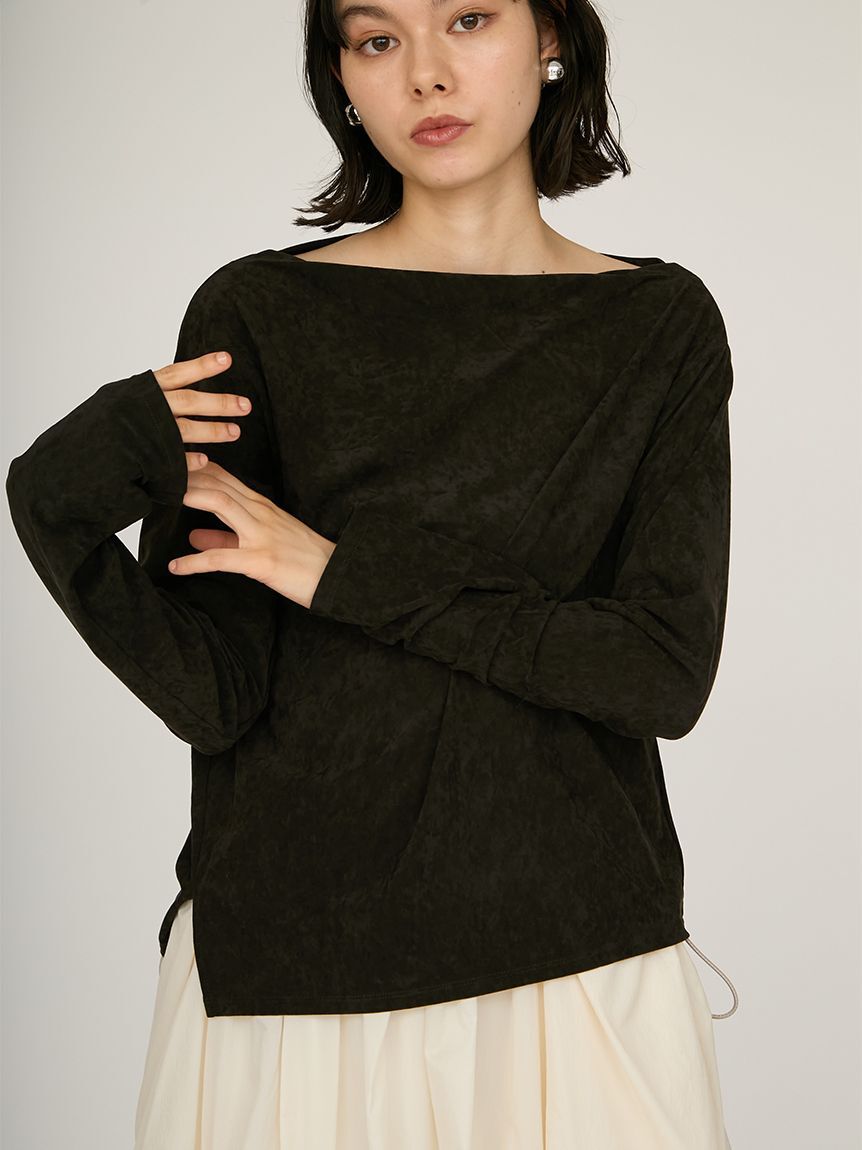 emmi atelier「ベロアアシンメトリートップス」|Tシャツ・カットソー|