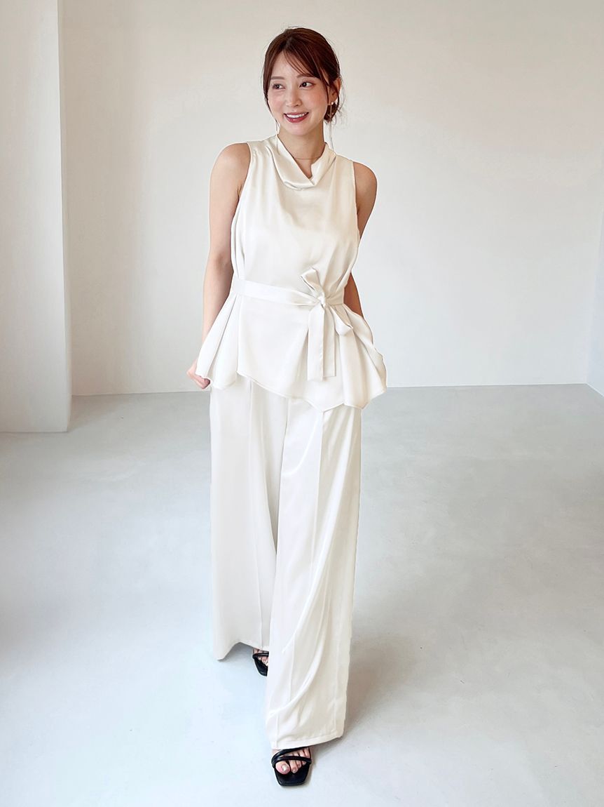 SNIDEL「サテンワイドパンツ」|チノ|