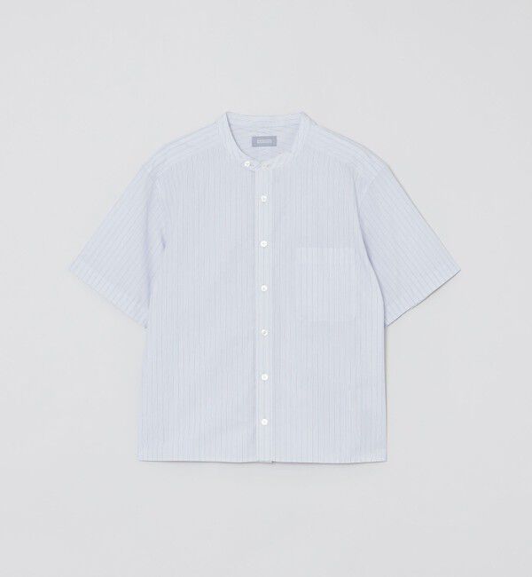 MACKINTOSH PHILOSOPHY「GREY LABEL ストライプバンドカラーショートスリーブシャツ」|シャツ・ブラウス|グレー