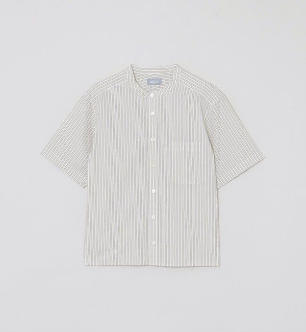 MACKINTOSH PHILOSOPHY「GREY LABEL ストライプバンドカラーショートスリーブシャツ」|シャツ・ブラウス|イエロー