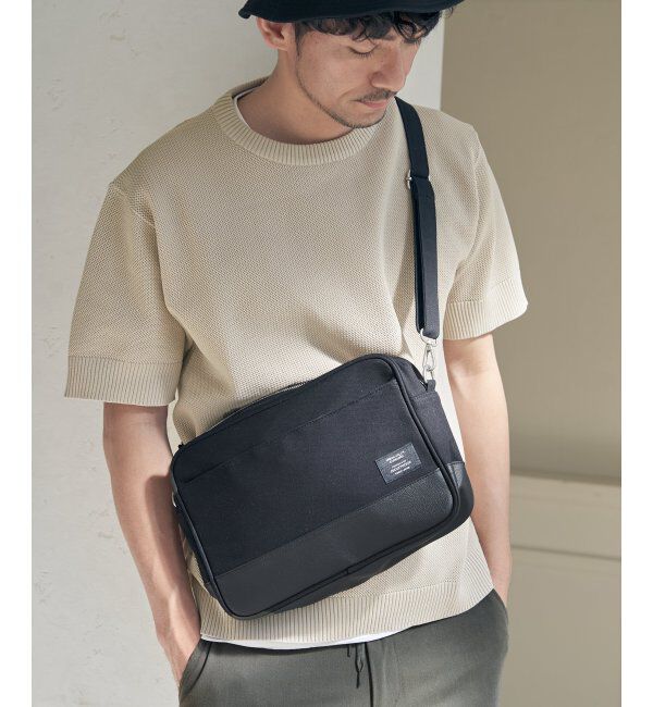 ikka「切り替えキャンバスショルダーバッグ」|その他|ブラック