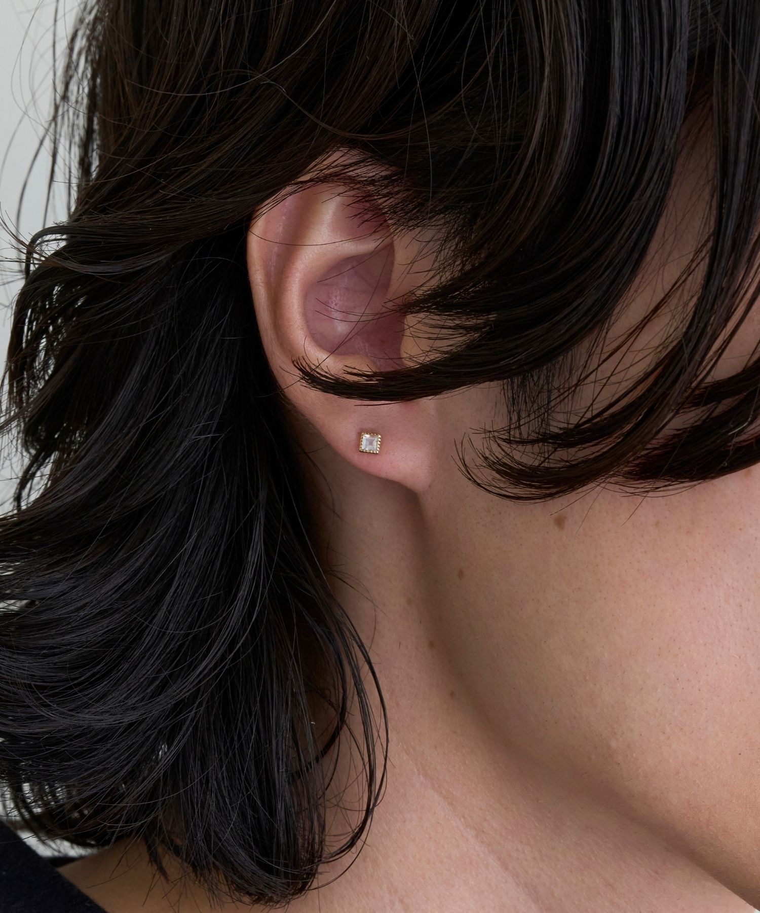 JUPITER「【K10】スクエア天然石ピアス/ブルームーンストーン」|ピアス|
