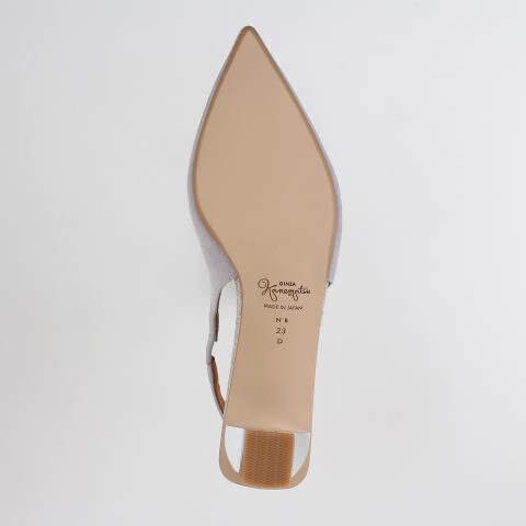 銀座かねまつ「NB250203SUELGY 【本革】メタリックヒールスリングバックパンプス」|パンプス|