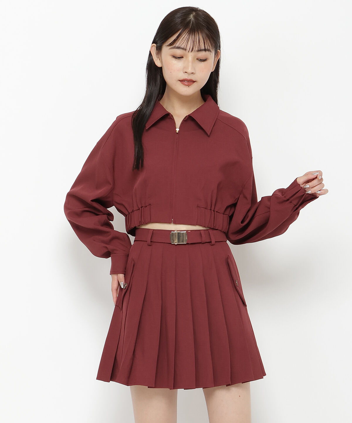 REDYAZEL「ベルト付きプリーツショートスカート」|フレア|