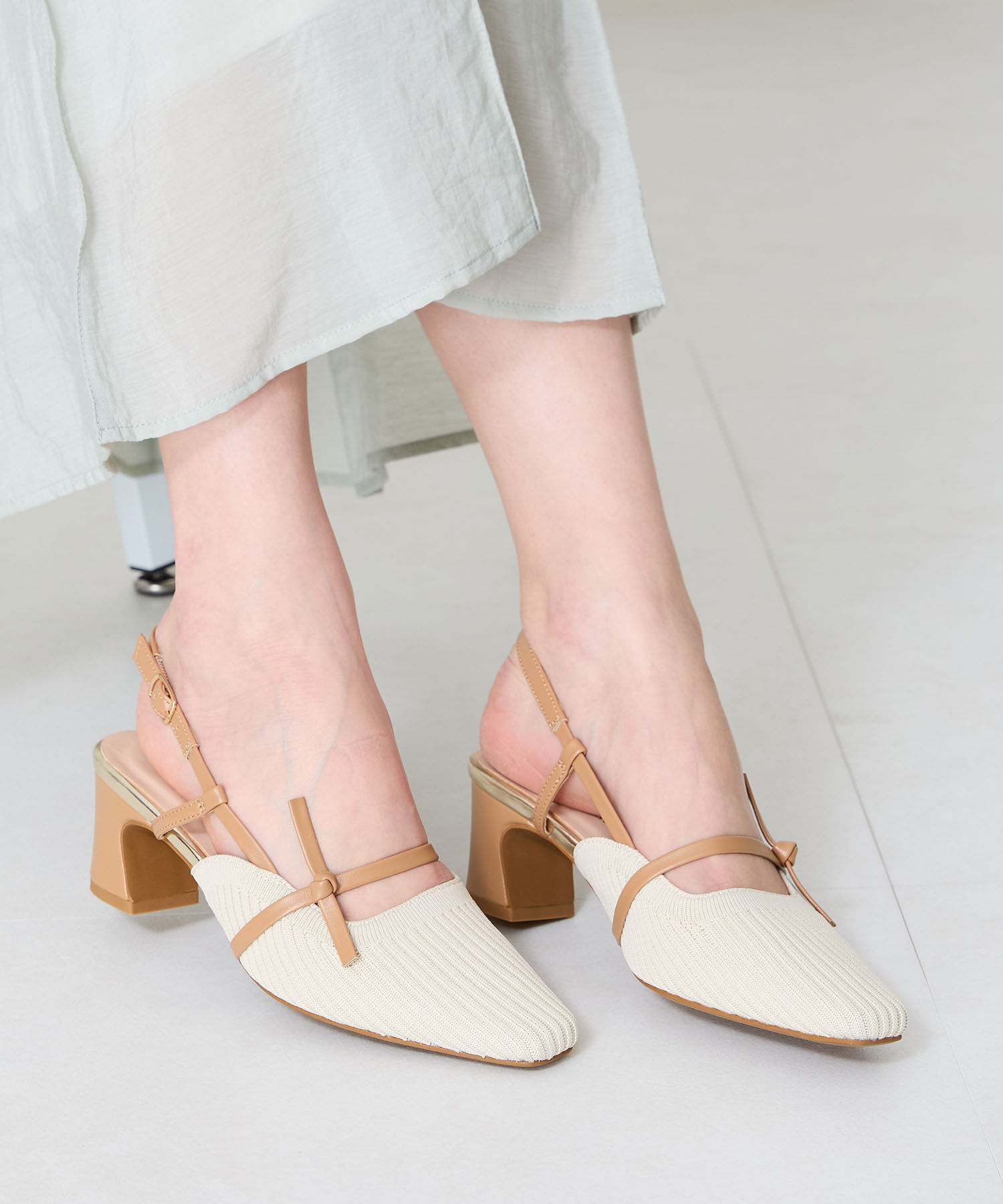 ORiental TRaffic「●2025春夏新作●リブニット細ストラップパンプス/51114 人気 トレンド 売れてる パンプス ニット」|パンプス|