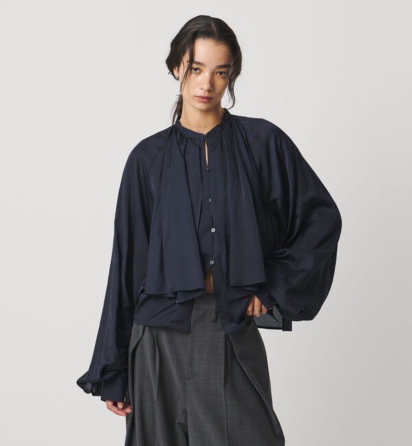 AEWEN MATOPH「＜AEWEN MATOPH＞スカーフ ラグランブラウス ‐ウォッシャブル‐」|シャツ・ブラウス|NAVY