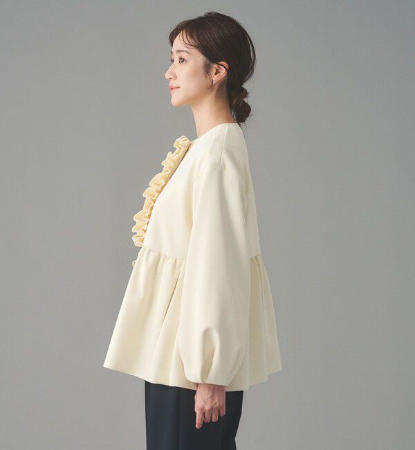UNITED ARROWS「SPONGY フリル ペプラム ジャケット」|ノーカラージャケット|