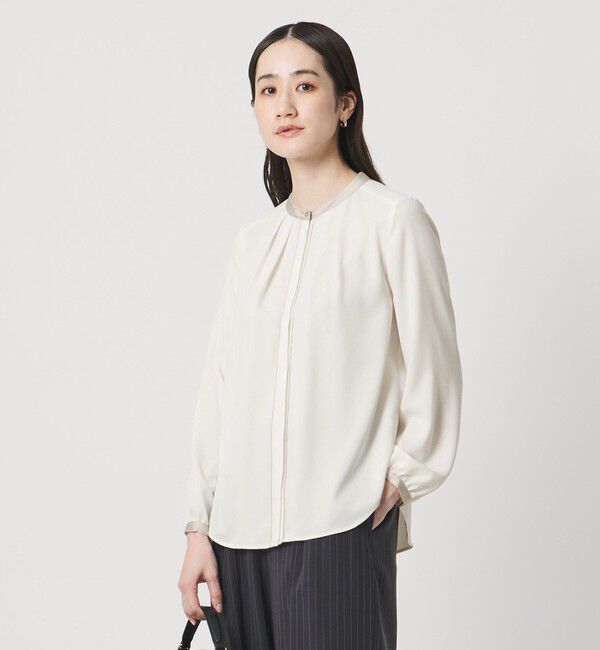 UNITED ARROWS「バイカラー パイピング ブラウス ‐ウォッシャブル‐」|シャツ・ブラウス|OFF WHITE