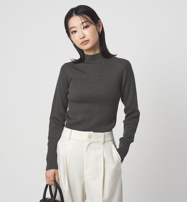 UNITED ARROWS green label relaxing「ラメ リブ ボトルネック ニット プルオーバー 2  ウォッシャブル」|ニット・セーター|