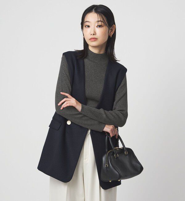 UNITED ARROWS green label relaxing「ラメ リブ ボトルネック ニット プルオーバー 2  ウォッシャブル」|ニット・セーター|