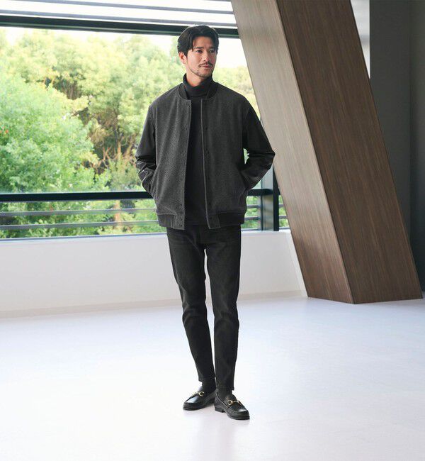 WEB限定 WARDROBE SMART】グレーメルトン レザーライク スタジャン