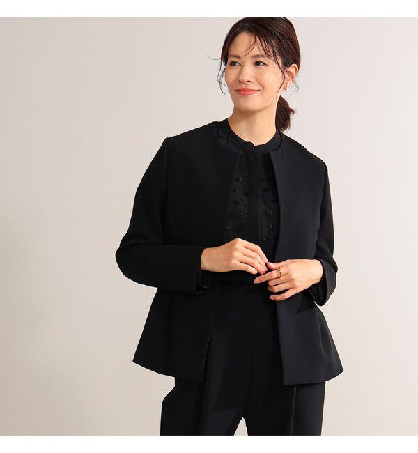 Demi-Luxe BEAMS 「トリアセ ペプラムジャケット＊」|ノーカラージャケット|