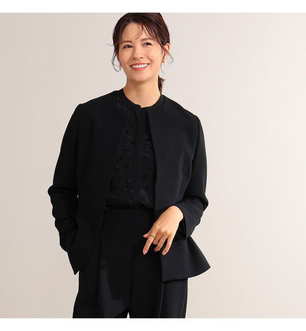 Demi-Luxe BEAMS 「トリアセ ペプラムジャケット＊」|ノーカラージャケット|