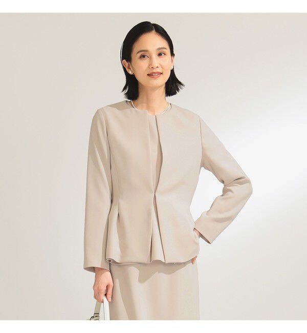 Demi-Luxe BEAMS 「トリアセ ペプラムジャケット＊」|ノーカラージャケット|