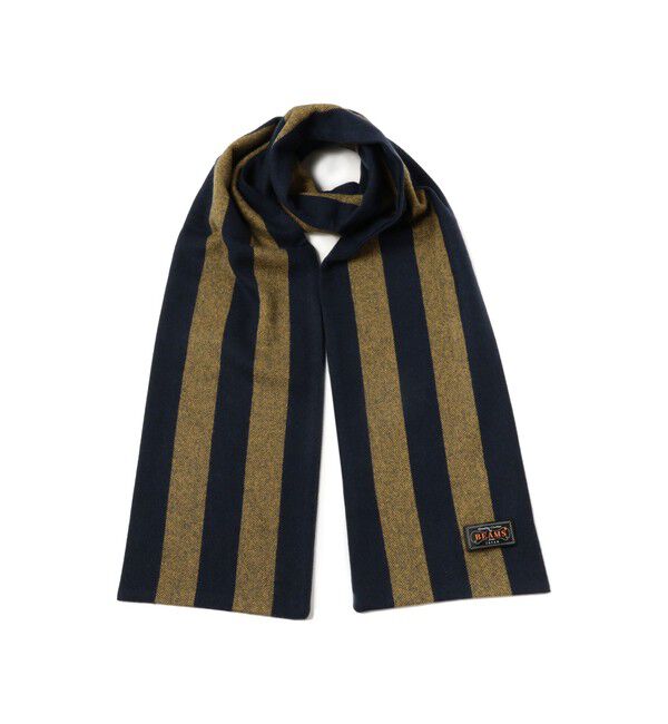BEAMS PLUS「BEAMS PLUS / Cashmere School Scarf」|マフラー|NAVY&times;YELLOW