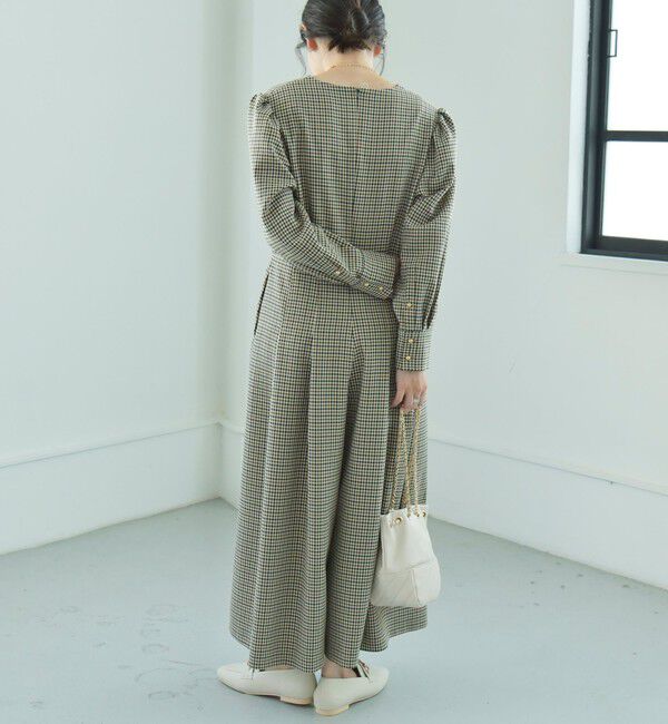 quaranciel「quaranciel:〈洗濯機可能〉チェック タック サロペット パンツ」|オールインワン|