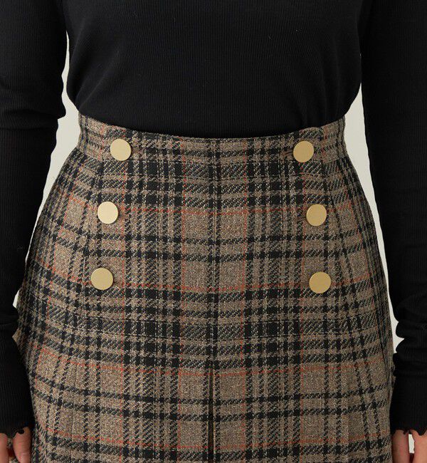 quaranciel「quaranciel:〈手洗い可能〉チェック ソリッド ボタン スカート」|スカート|