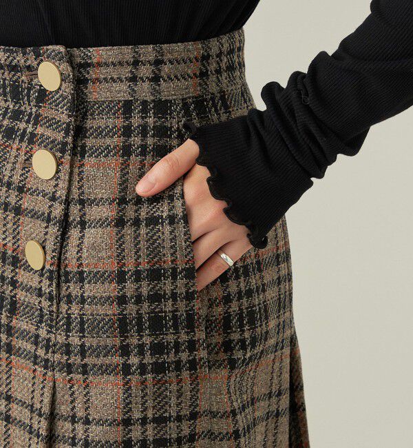 quaranciel「quaranciel:〈手洗い可能〉チェック ソリッド ボタン スカート」|スカート|