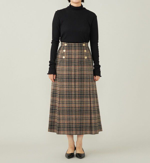 quaranciel「quaranciel:〈手洗い可能〉チェック ソリッド ボタン スカート」|スカート|