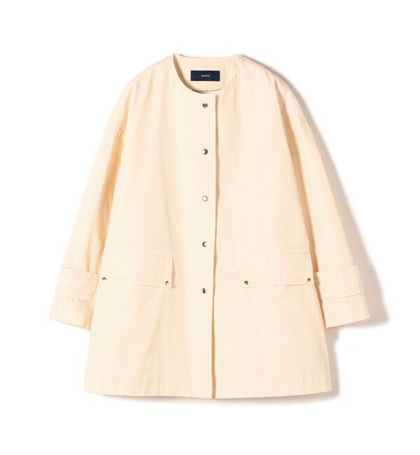 SHIPS for women「〈撥水加工/手洗い可能〉綿 ナイロン ギャバ ノーカラー ミディ コート 24SS ◇」|ノーカラーコート|