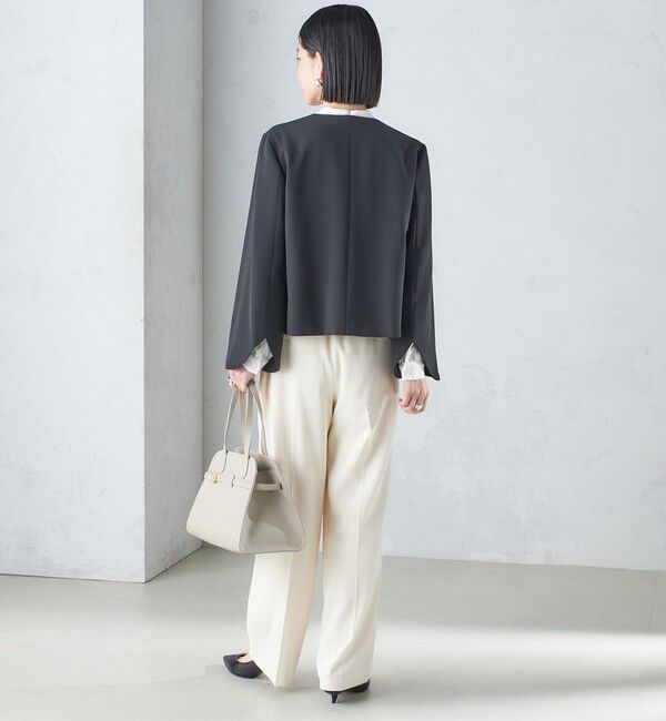 SHIPS for women「〈手洗い可能〉ブラック フォーマル フレア スリーブ ジャケット ◇」|ノーカラージャケット|