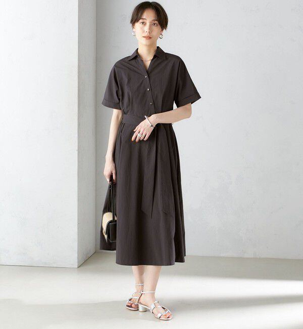 SHIPS for women「〈UVカット / 撥水加工 / 手洗い可能〉カシュクール デザイン シャツ ワンピース」|ワンピース|