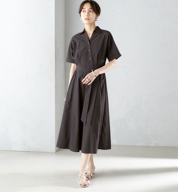 SHIPS for women「〈UVカット / 撥水加工 / 手洗い可能〉カシュクール デザイン シャツ ワンピース」|ワンピース|