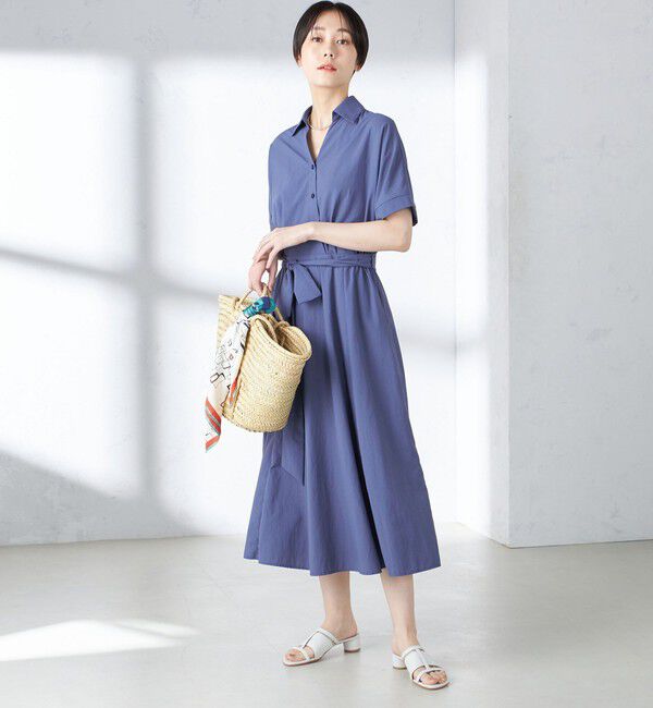 SHIPS for women「〈UVカット / 撥水加工 / 手洗い可能〉カシュクール デザイン シャツ ワンピース」|ワンピース|